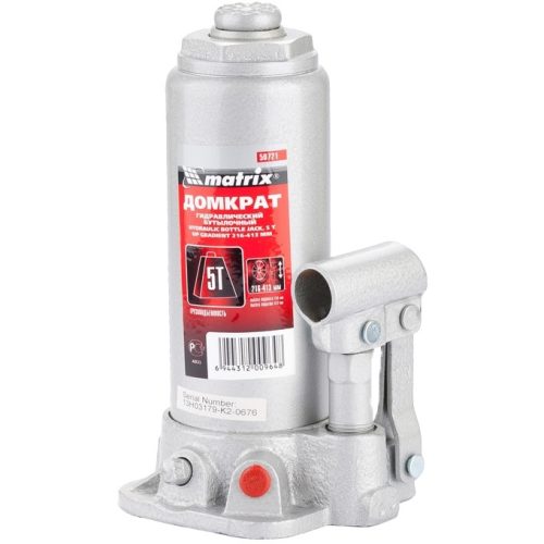 Фото Домкрат гидравлический бутылочный, 5 т, высота подъема 216-413 мм Matrix Master Домкрат гидравлический бутылочный, 5 т, высота подъема 216-413 мм Matrix Master