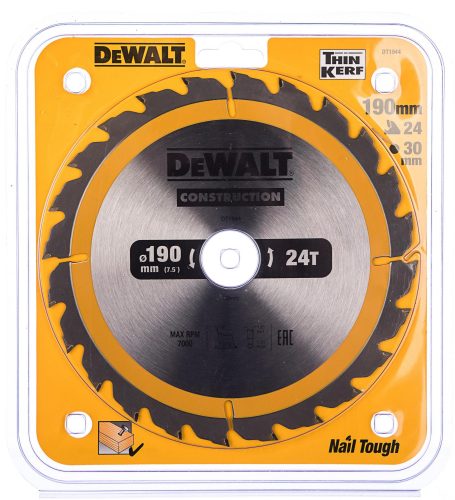Фото Пильный диск CONSTRUCT (190х30 мм; 24 ATB) Dewalt DT1944 Пильный диск CONSTRUCT (190х30 мм; 24 ATB) Dewalt DT1944