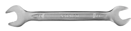 STAYER 14х15 мм, Cr-V сталь, хромированный, гаечный ключ рожковый 27035-14-15 Professional