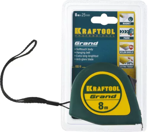 KRAFTOOL 7.5 м х 25 мм, рулетка GRAND 34022-08-25