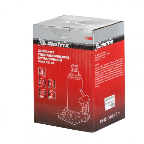 Фото Домкрат гидравлический бутылочный, 20 т, h подъема 244-449 мм Matrix Домкрат гидравлический бутылочный, 20 т, h подъема 244-449 мм Matrix
