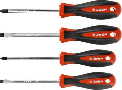 ЗУБР 4 шт., 1/4, набор слесарных отверток 25065-H4_z02
