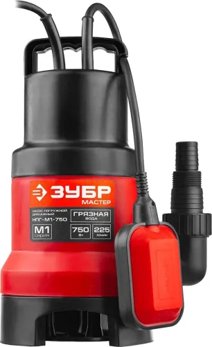 ЗУБР 750 Вт, 225 л/мин, насос погружной дренажный для грязной воды НПГ-М1-750