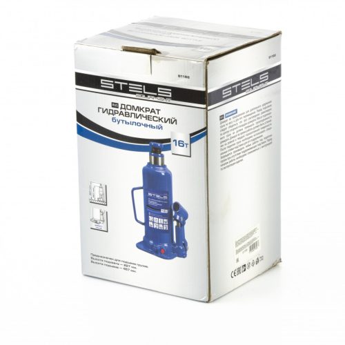 Фото Домкрат гидравлический бутылочный, 16 т, h подъема 227-457 мм Stels Домкрат гидравлический бутылочный, 16 т, h подъема 227-457 мм Stels