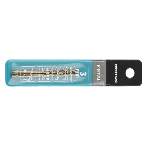 Сверло спиральное по металлу, 3 мм, HSS-Co, 2 шт Gross