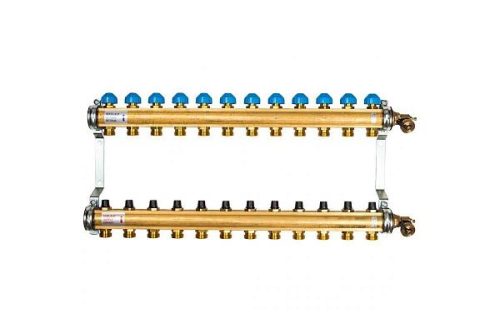 Коллекторная группа WATTS HKV - 1"ВР/ВР на 12 контуров 3/4"EK (с вентилями, латунь)