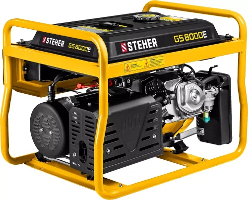 STEHER 6,5/7 кВт, однофазный, синхронный, щеточный, с электростартером, бензиновый генератор GS-8000Е