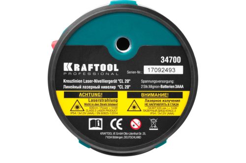 KRAFTOOL 20 м, нивелир лазерный линейный сверхъяркий CL-20 34700-3