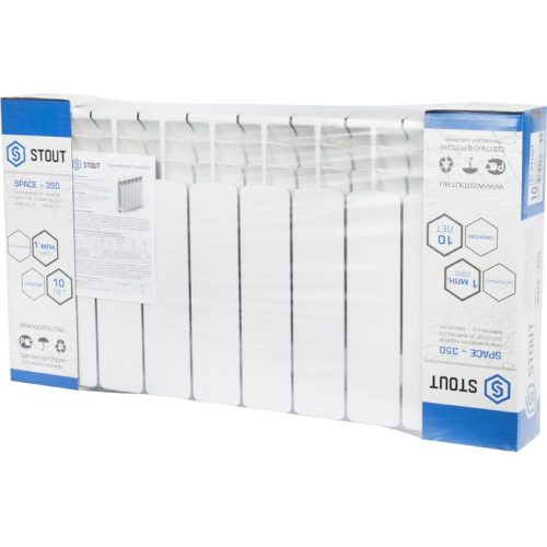 SRB-0310-035010 STOUT Space 350 10 секций радиатор биметаллический боковое подключение RAL9016