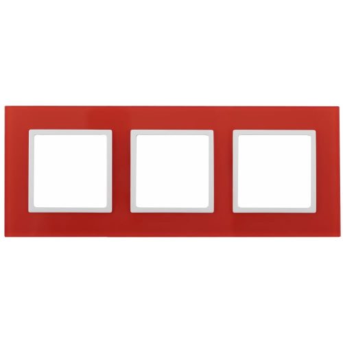 Рамка ЭРА 14-5103-23 на 3 поста, стекло, Elegance, красный+белый Б0034514