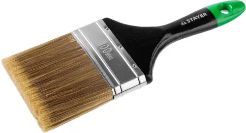 STAYER 100 мм, 4", щетина искусственная, деревянная ручка, кисть плоская KANEKARON-EURO 0106-100