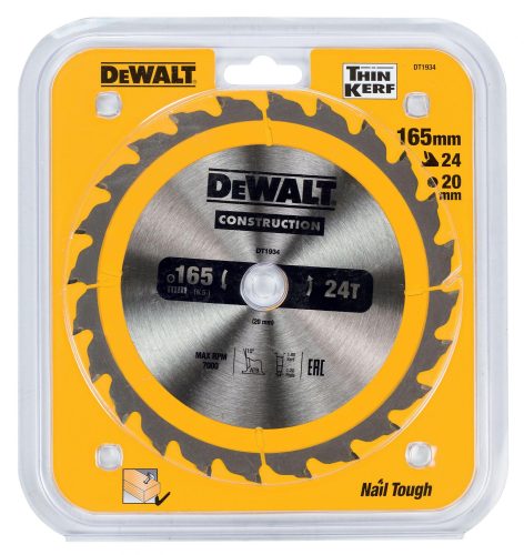 Пильный диск CONSTRUCT (165х20 мм; 24 ATB) Dewalt DT1934