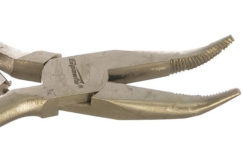 Длинногубцы изогнутые Mini, 130 мм, никелированные, авторазжим Sparta