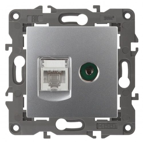 Фото Розетка ЭРА 14-3110-03 RJ45 TV, IP20, алюминий Б0034316 Розетка ЭРА 14-3110-03 RJ45 TV, IP20, алюминий Б0034316