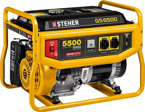 STEHER 5/5,5 кВт, однофазный, синхронный, щеточный, бензиновый генератор GS-6500