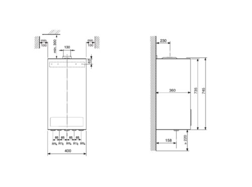 Котел газовый настенный Buderus Logamax U044-24K (двухконтурный, открытая камера сгорания)