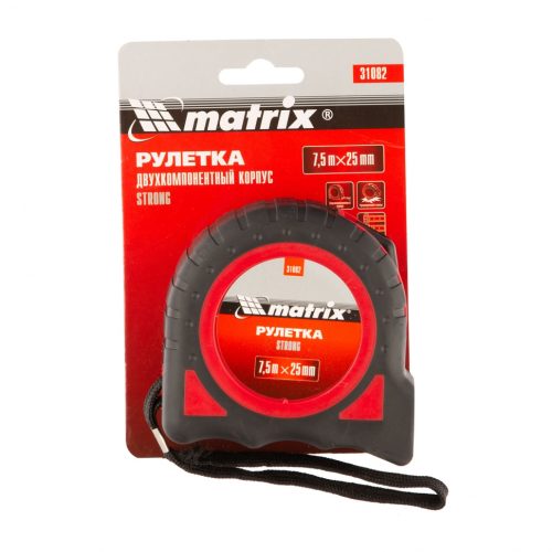 Фото Рулетка Strong, 7.5 м х 25 мм, обрезиненный корпус Matrix Рулетка Strong, 7.5 м х 25 мм, обрезиненный корпус Matrix