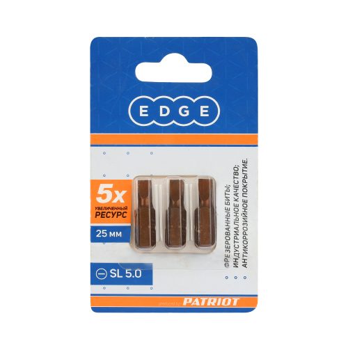 Бита EDGE by PATRIOT SL 5.0мм, сталь S2, длина 25 мм, 3шт в блистере