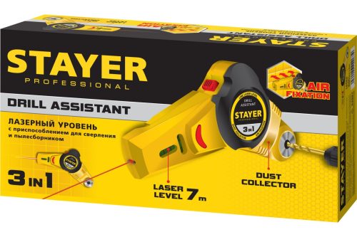 Фото STAYER 7 м, точн. +/-1,5 мм/м, уровень с приспособлением для сверления 34987 STAYER 7 м, точн. +/-1,5 мм/м, уровень с приспособлением для сверления 34987