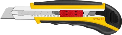 STAYER 18 мм, сегментированное лезвие, автозамена, автостоп, дополнительный фиксатор HERCULES-18, нож 09165_z01