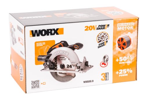 Фото Аккумуляторная бесщеточная циркулярная пила WORX WX520.9, без АКБ и ЗУ Аккумуляторная бесщеточная циркулярная пила WORX WX520.9, без АКБ и ЗУ