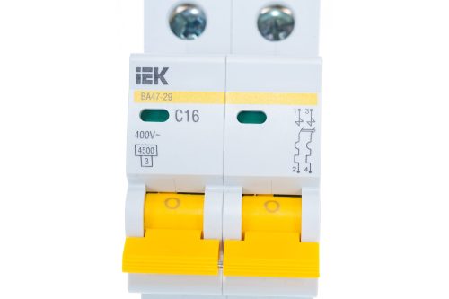 Автоматический 2-полюсный выключатель, 16А, С ВА47-29 4.5кА IEK MVA20-2-016-C