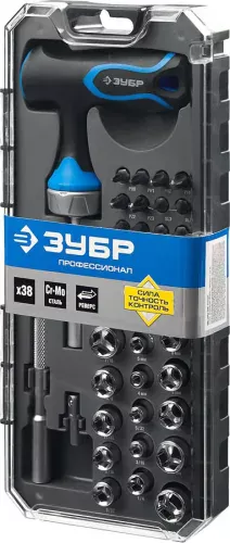 Фото ЗУБР 38 шт., отвертка реверсивная с насадками 25351-H38 Профессионал ЗУБР 38 шт., отвертка реверсивная с насадками 25351-H38 Профессионал