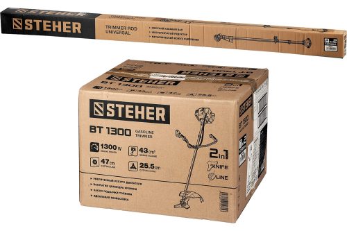 STEHER 1.3 кВт / 1.7 л.с., 43 см3, триммер бензиновый (бензокоса) BT-1300