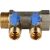 SMB 6201 011202 STOUT Коллектор с шаровыми кранами 1", 2 отвода 1/2" (синие ручки)