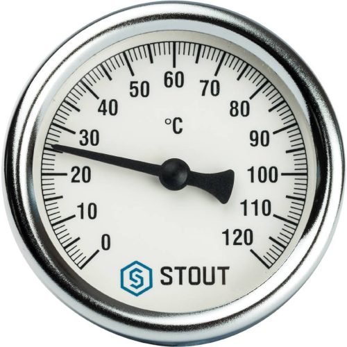 SIM-0001-635015 STOUT Термометр биметаллический с погружной гильзой. Корпус Dn 63 мм, гильза 50 мм 1/2", 0...120°С