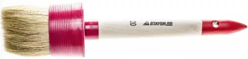 Фото STAYER 65 мм, щетина натуральная, деревянная ручка, кисть малярная круглая 0141-65 STAYER 65 мм, щетина натуральная, деревянная ручка, кисть малярная круглая 0141-65