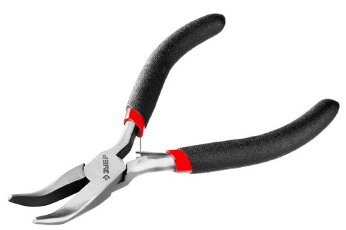 Фото ЗУБР 120 мм, тонкогубцы изогнутые МИНИ 22169-4 ЗУБР 120 мм, тонкогубцы изогнутые МИНИ 22169-4