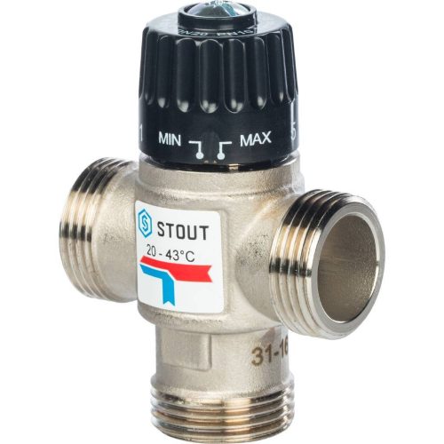 *SVM-0020-164325 STOUT Термостатический смесительный клапан для систем отопления и ГВС 1" НР 20-43°С KV 1,6