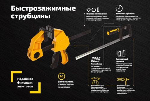 Inforce быстрозажимная струбцина 60х600мм 06-03-36