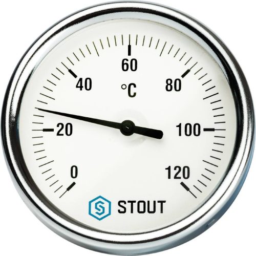 SIM-0001-805015 STOUT Термометр биметаллический с погружной гильзой. Корпус Dn 80 мм, гильза 50 мм 1/2", 0...120°С