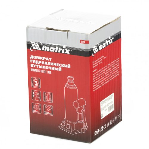 Домкрат гидравлический бутылочный, 3 т, h подъема 178-343 мм Matrix