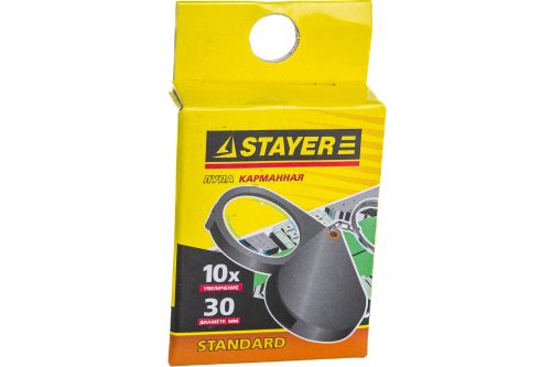 STAYER 10 кратное увеличение, Ø 30 мм, стекло, лупа карманная 40521-30