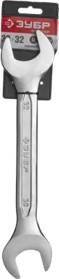 ЗУБР 30х32 мм, Cr-V сталь, хромированный, гаечный ключ рожковый 27010-30-32 Мастер