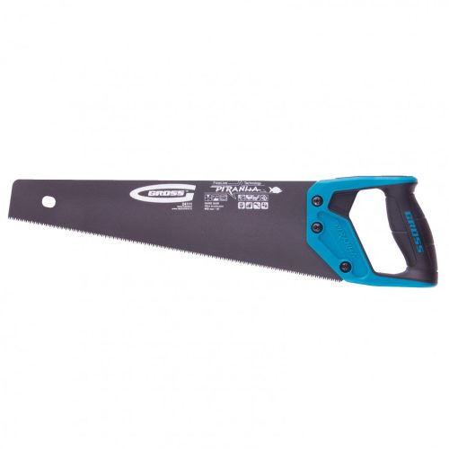 Фото Ножовка по дереву "Piranha", 400 мм, 11-12 TPI, зуб-3D, каленый зуб, тефлоновое покрытие полотна, двухкомпонентная рукоятка Gross Ножовка по дереву "Piranha", 400 мм, 11-12 TPI, зуб-3D, каленый зуб, тефлоновое покрытие полотна, двухкомпонентная рукоятка Gross