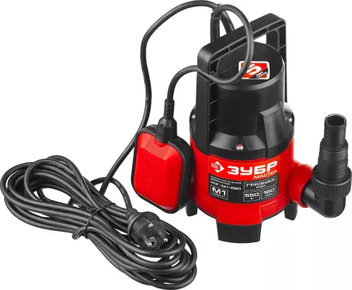 Фото ЗУБР 550 Вт, 160 л/мин, насос погружной дренажный для грязной воды НПГ-М1-550 ЗУБР 550 Вт, 160 л/мин, насос погружной дренажный для грязной воды НПГ-М1-550