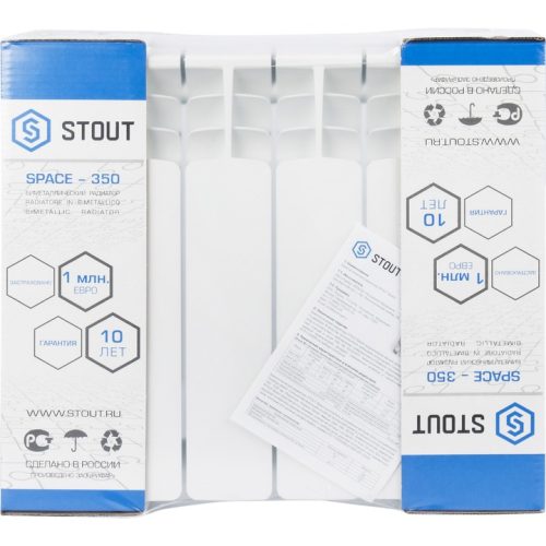 SRB-0310-035006 STOUT Space 350 6 секций радиатор биметаллический боковое подключение RAL9016