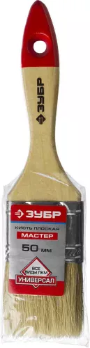 Фото ЗУБР 50 мм, 2'', щетина натуральная светлая, кисть малярная плоская 4-01003-050 ЗУБР 50 мм, 2'', щетина натуральная светлая, кисть малярная плоская 4-01003-050