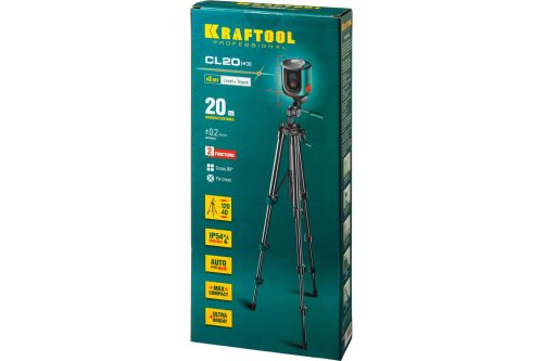 KRAFTOOL 20 м, нивелир лазерный линейный сверхъяркий CL-20 34700-3