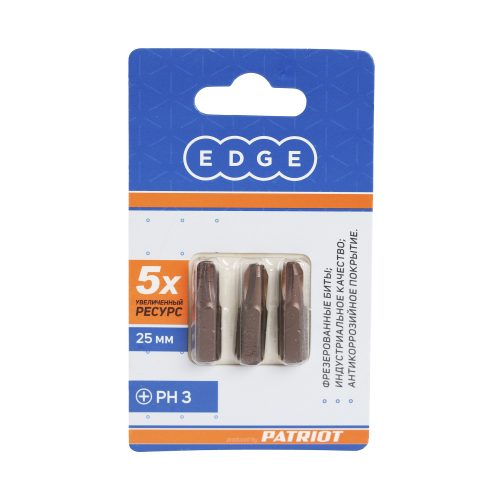 Бита EDGE by PATRIOT PH3, сталь S2, длина 25 мм, 3шт в блистере