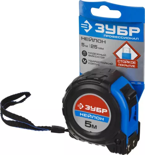 ЗУБР 5 м х 25 мм, рулетка НЕЙЛОН 34056-05-25_z01 Профессионал