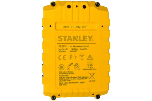 Аккумулятор Li-Ion, 18 В, 2.0 Ач Stanley SB20D