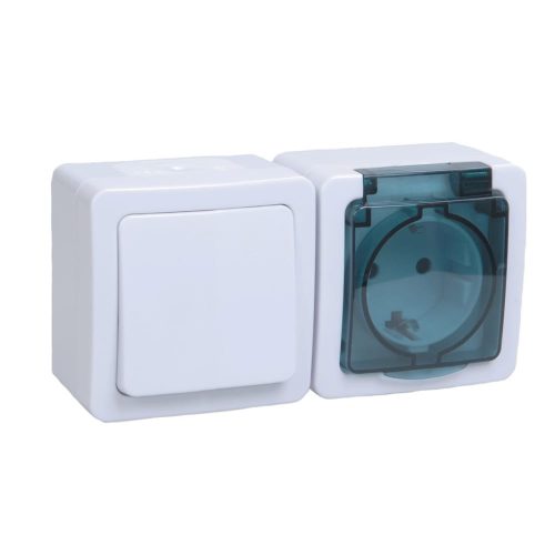 Фото Блок выключатель 1клавишный+розетка IEK БГб-22-31-ГПБд 1м с заземлением IP54 ГЕРМЕС PLUS белый/дымчатый EBGMP20-K03-31-54-EC Блок выключатель 1клавишный+розетка IEK БГб-22-31-ГПБд 1м с заземлением IP54 ГЕРМЕС PLUS белый/дымчатый EBGMP20-K03-31-54-EC