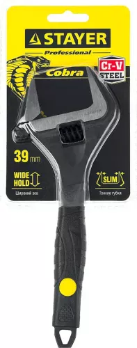 Фото STAYER 200/39 мм, Cr-V, ключ разводной COBRA 27264-20 STAYER 200/39 мм, Cr-V, ключ разводной COBRA 27264-20