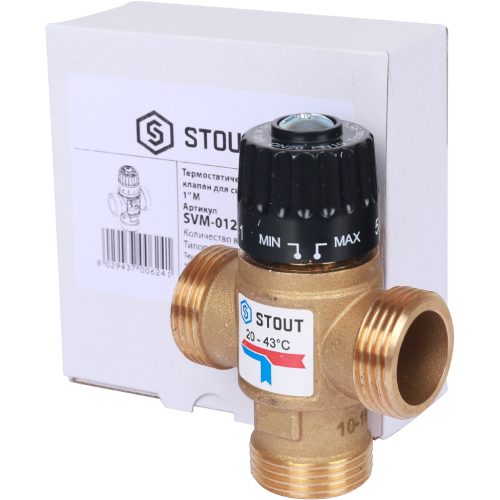 SVM-0120-254325 STOUT Термостатический смесительный клапан для систем отопления и ГВС. G 1” M