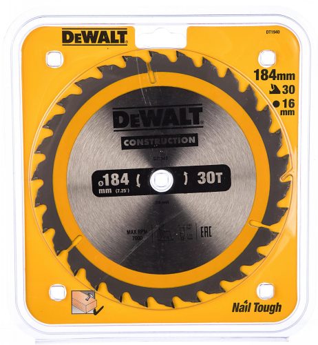 Пильный диск CONSTRUCT (184х16 мм; 30 ATB) Dewalt DT1940